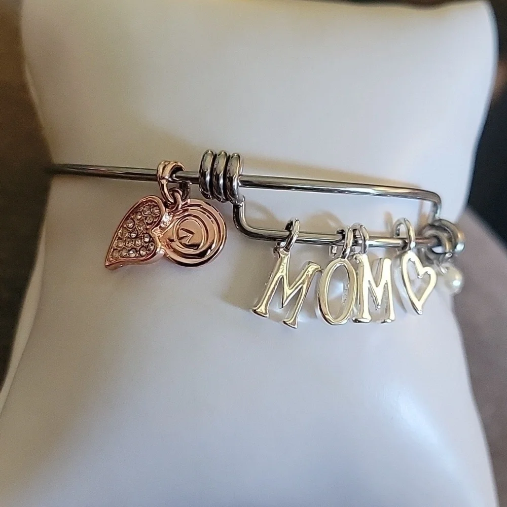 UNWRITTEN Mom Heart Charm Bangle Bracelet